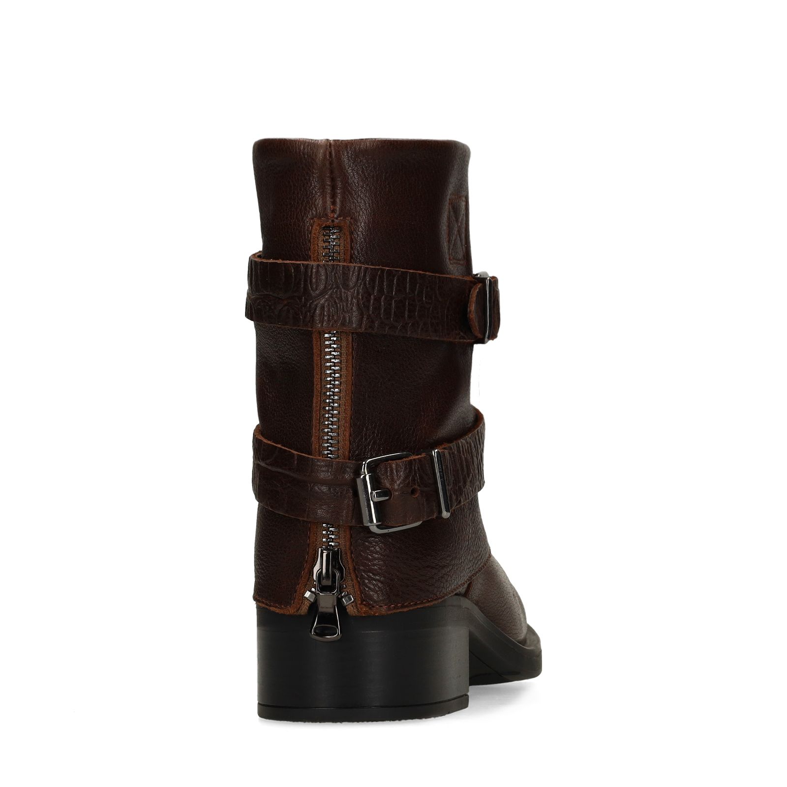 Dunkelbraune Buckle Boots aus Leder