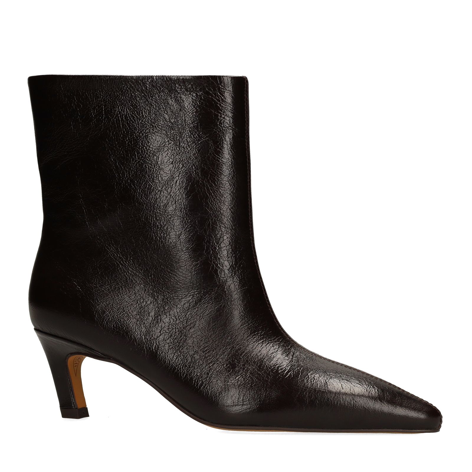 Braune Lederstiefeletten mit Absatz