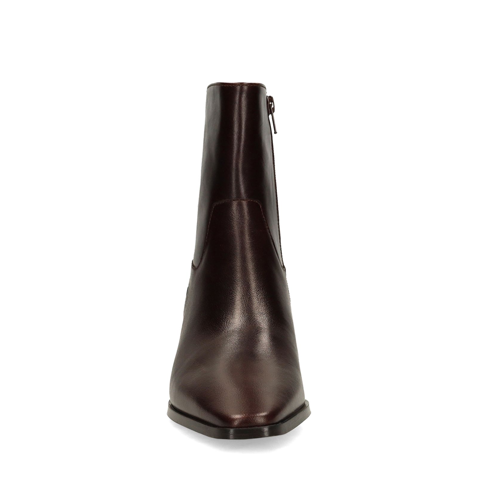 Dunkelbraune Lederstiefeletten mit Absatz