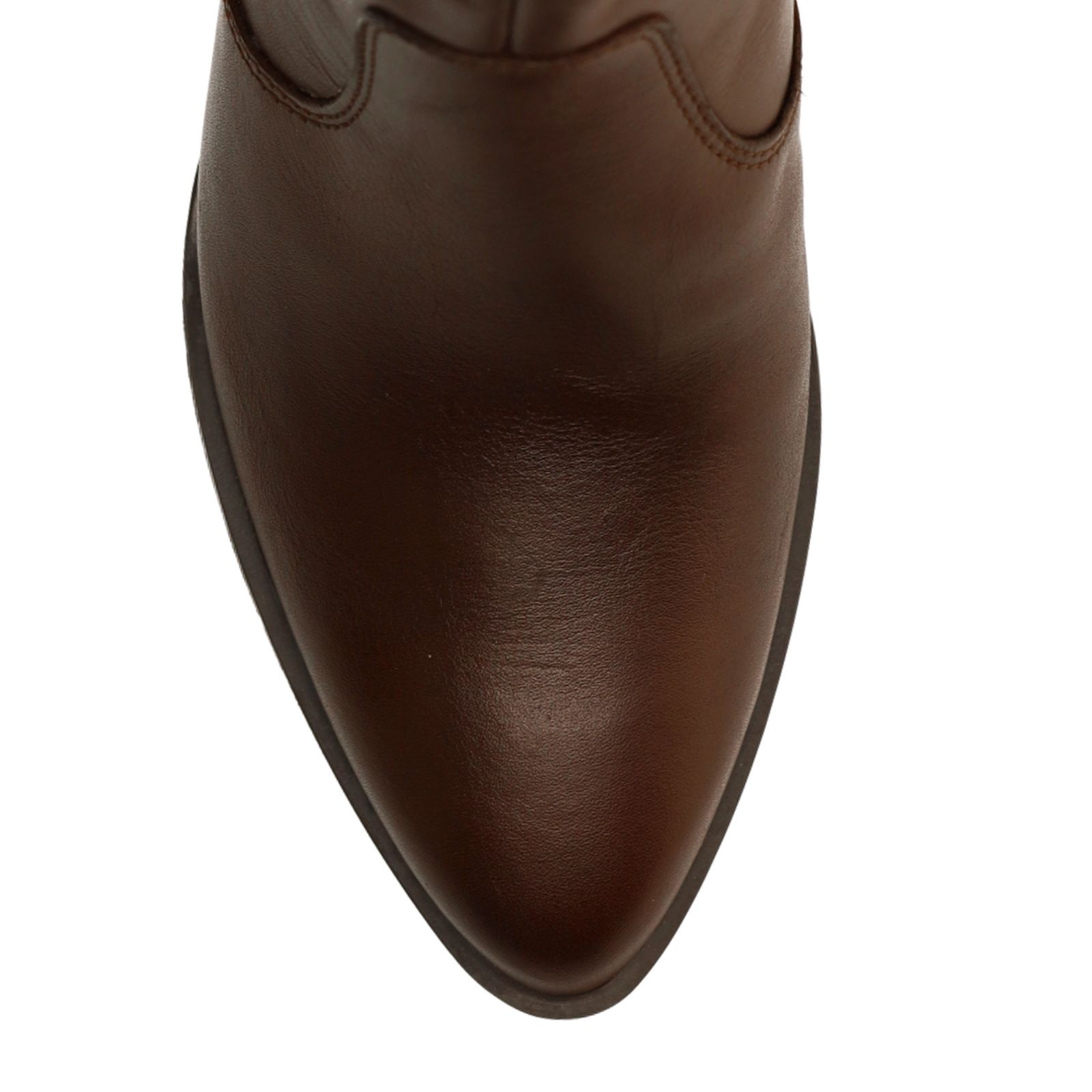 Dunkelbraune Lederstiefeletten mit Absatz
