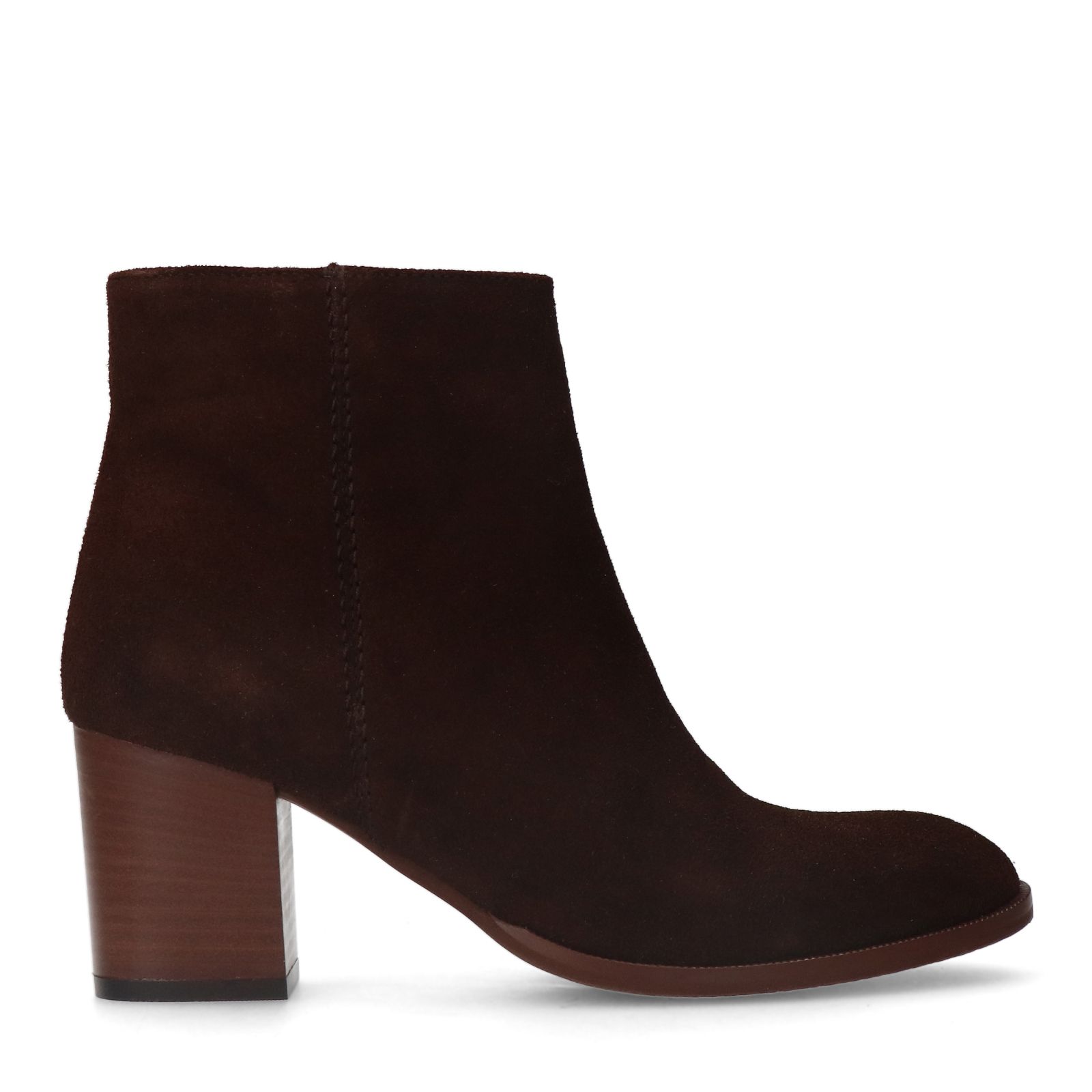 Braune Veloursleder-Stiefeletten mit Absatz