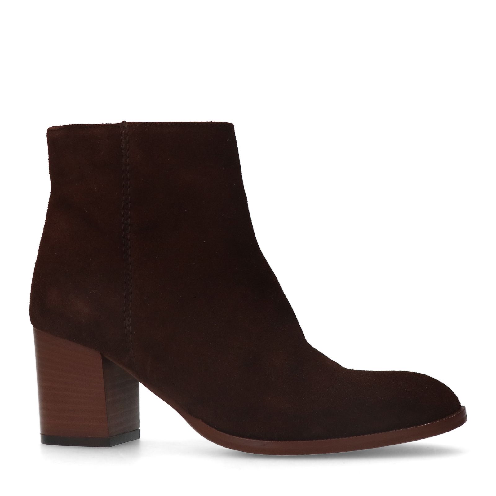 Braune Veloursleder-Stiefeletten mit Absatz
