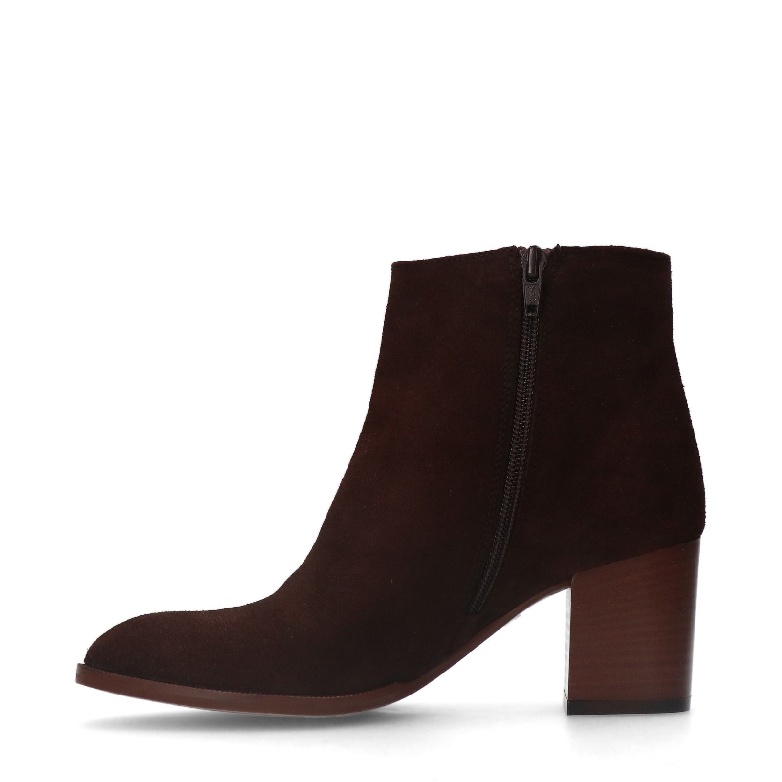 Braune Veloursleder-Stiefeletten mit Absatz
