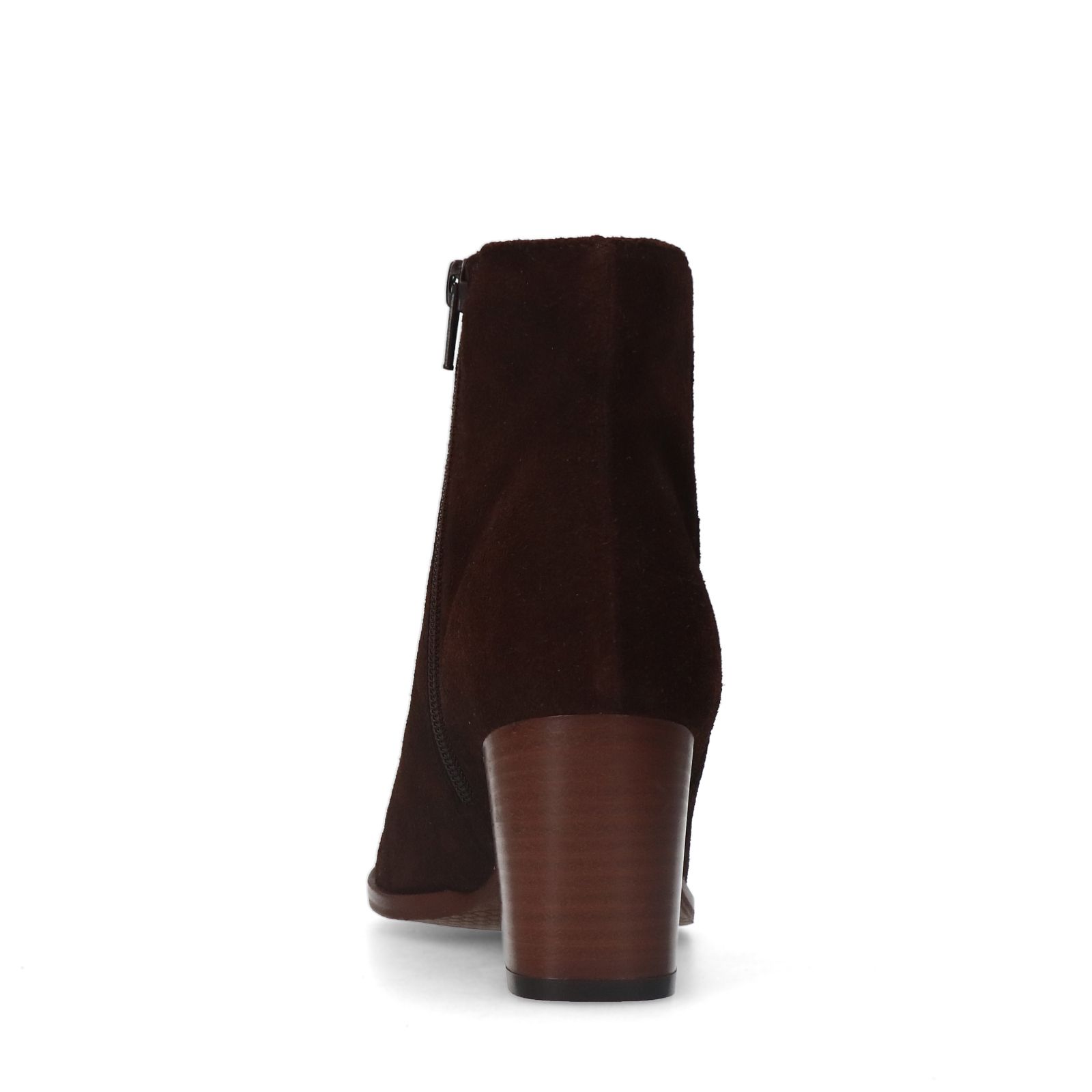 Braune Veloursleder-Stiefeletten mit Absatz