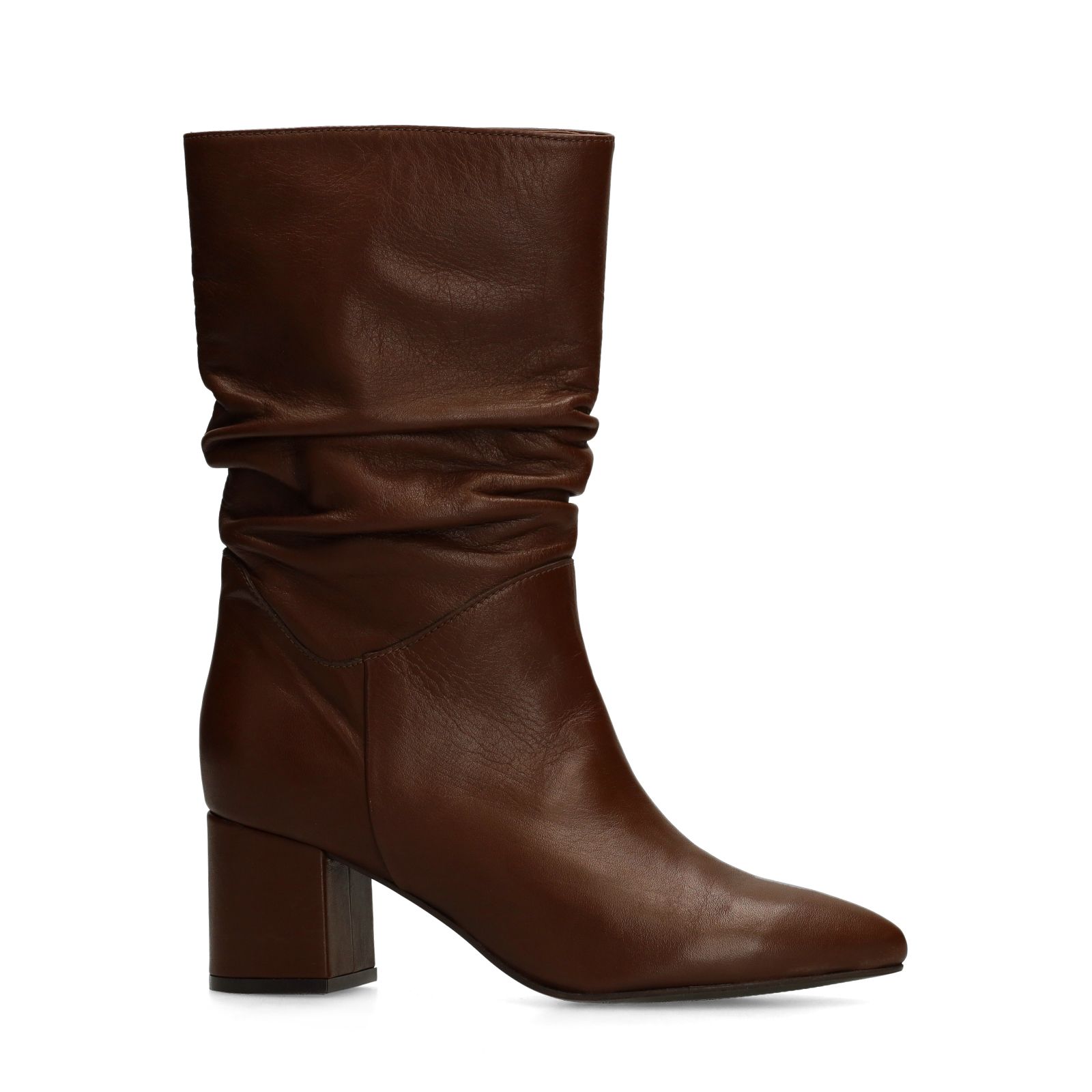 Braune Lederstiefel mit Absatz