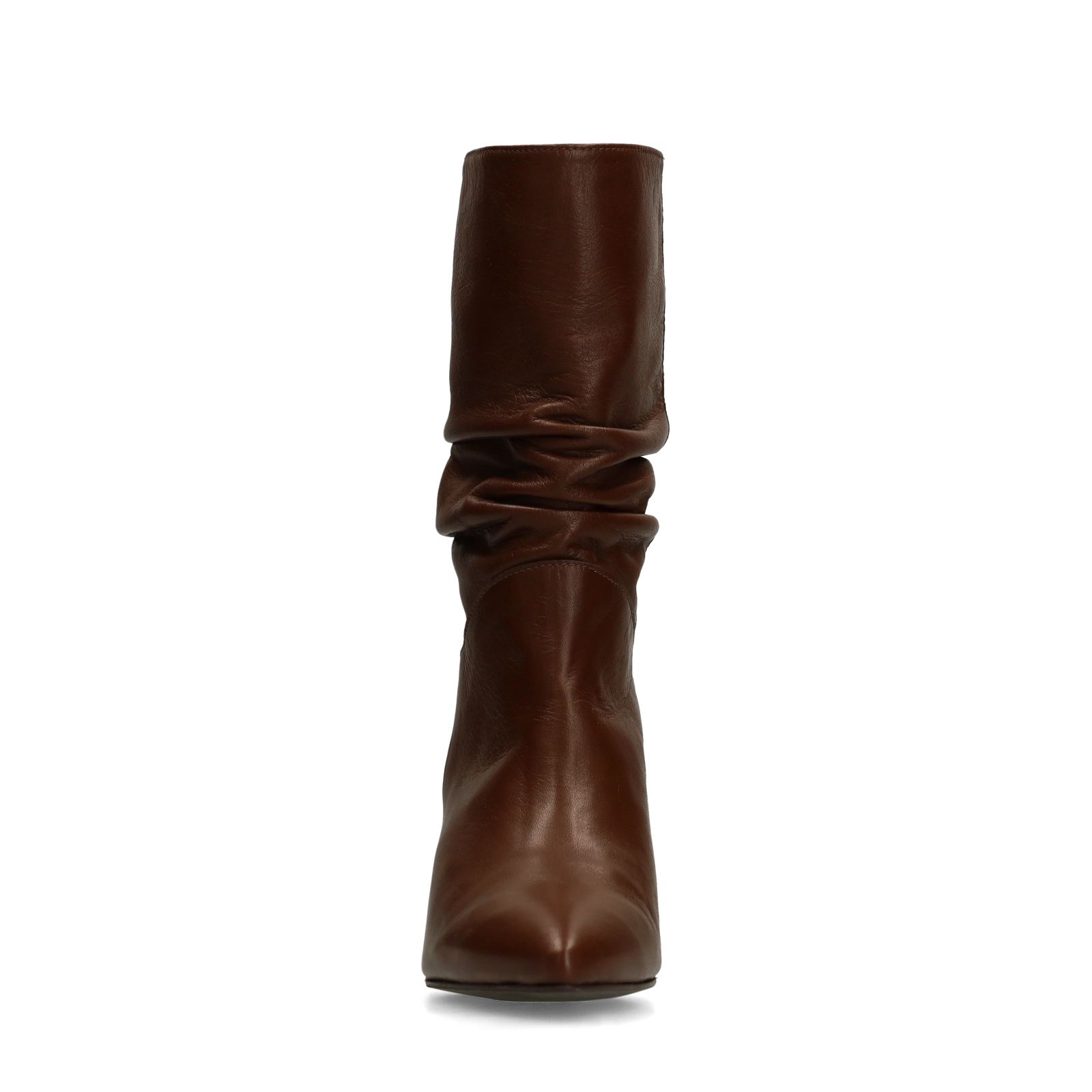 Braune Lederstiefel mit Absatz