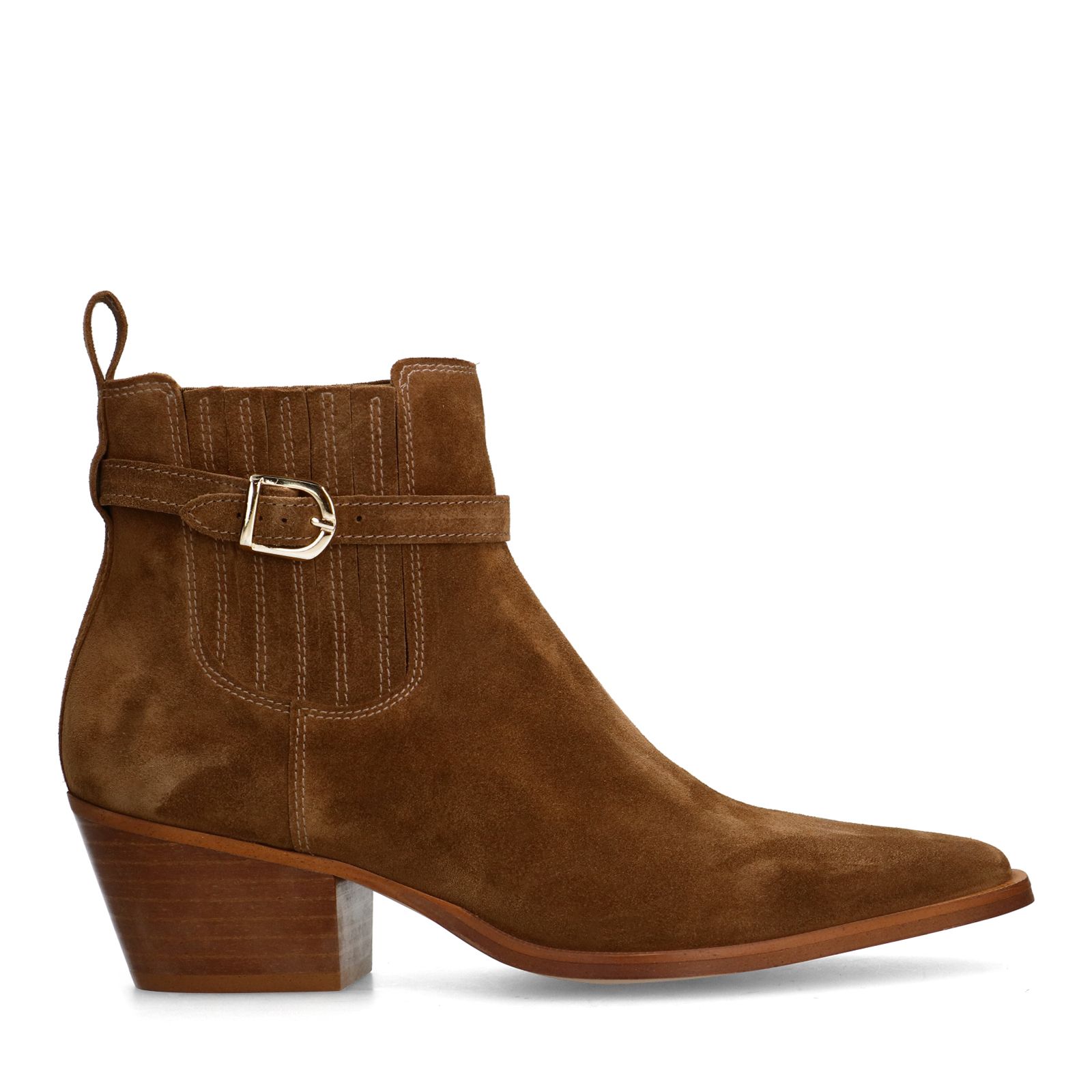 Braune Veloursleder-Stiefeletten mit Absatz