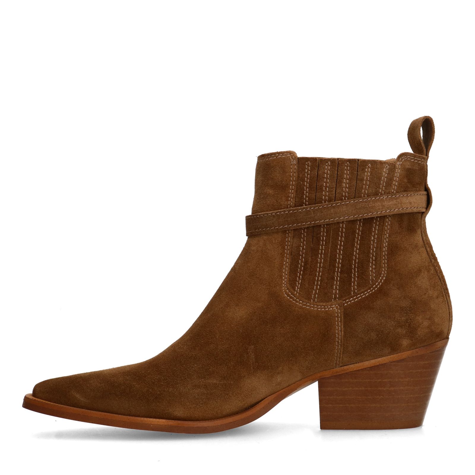 Braune Veloursleder-Stiefeletten mit Absatz