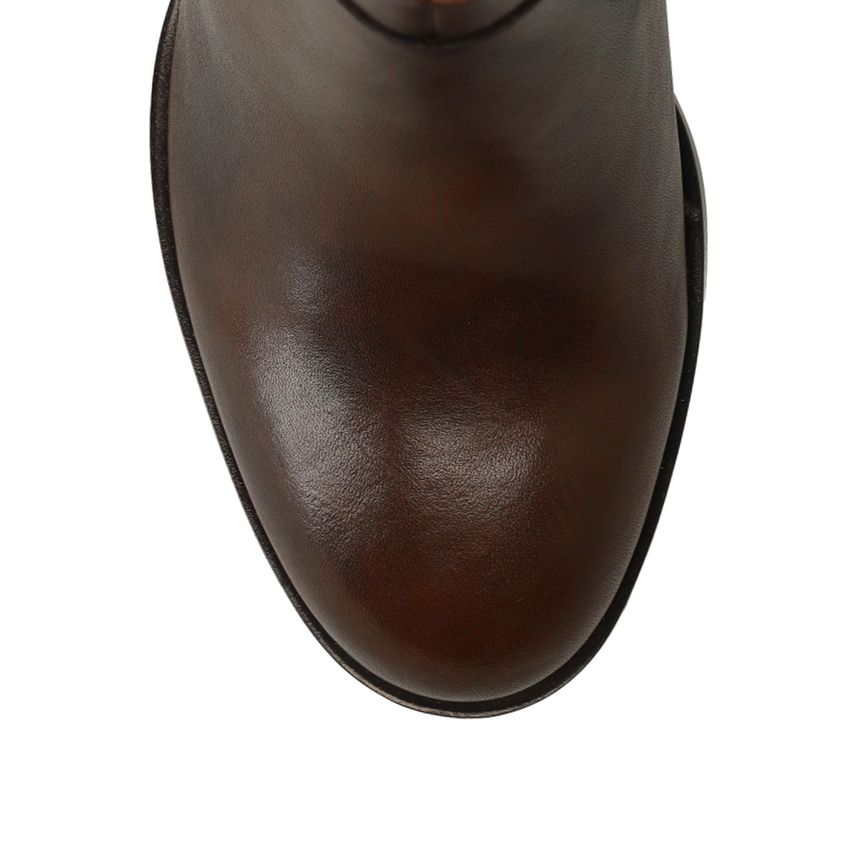 Dunkelbraune Lederstiefeletten mit Absatz