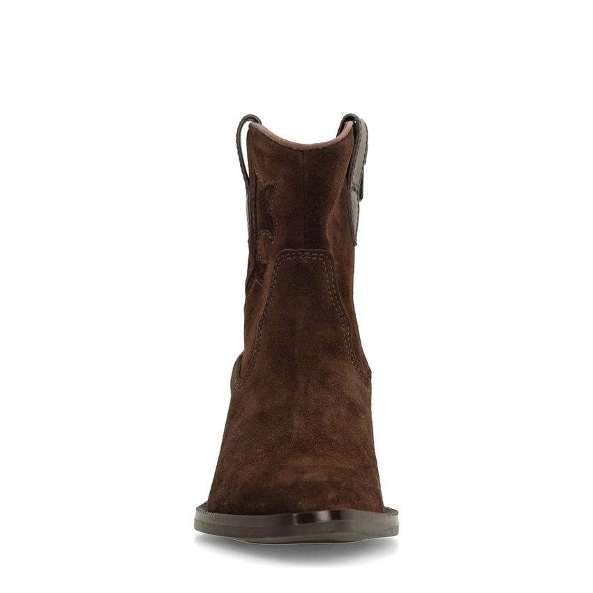Braune Cowboystiefeletten aus Veloursleder