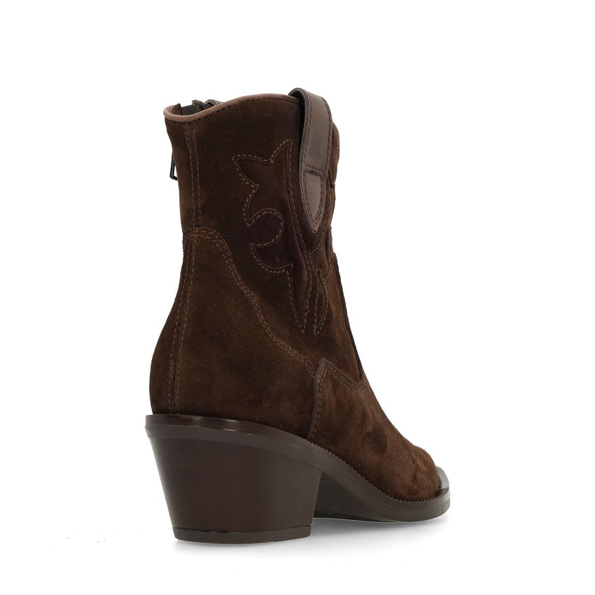 Braune Cowboystiefeletten aus Veloursleder