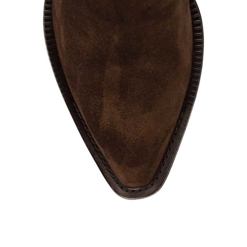 Braune Cowboystiefeletten aus Veloursleder