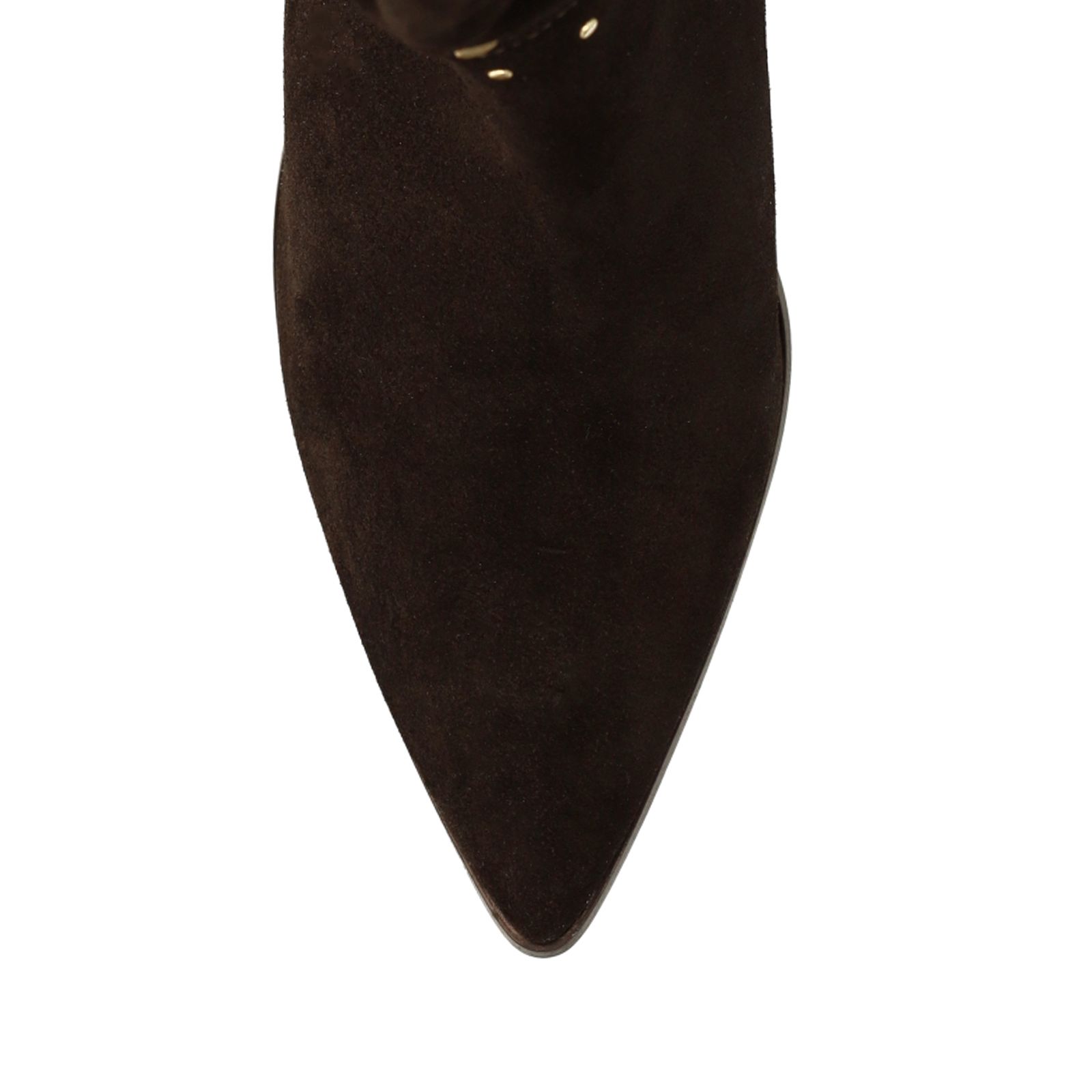 Dunkelbraune Veloursleder-Stiefeletten mit Nieten