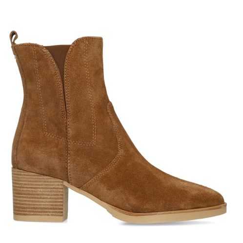 Bruine suède enkellaarsjes met hak