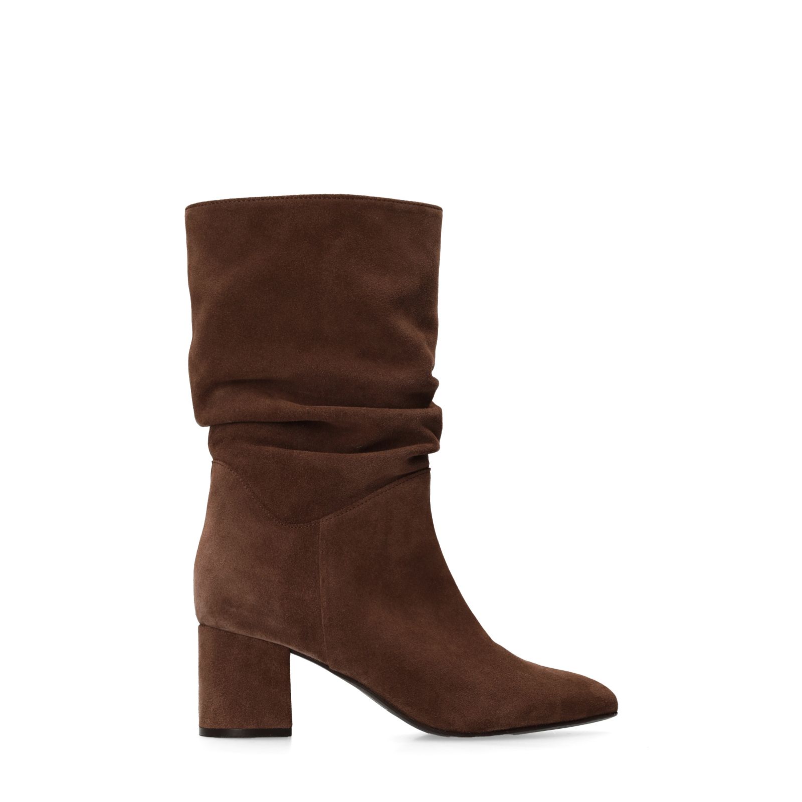 Braune Veloursleder-Stiefeletten mit Absatz