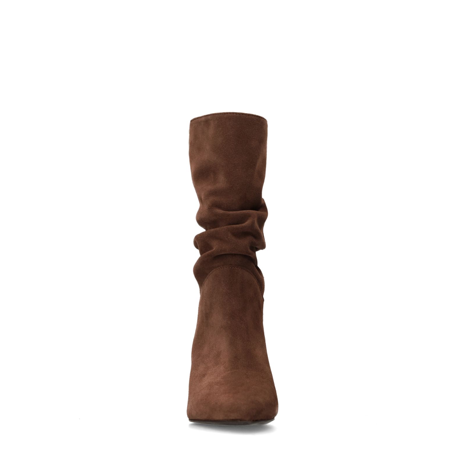Braune Veloursleder-Stiefeletten mit Absatz