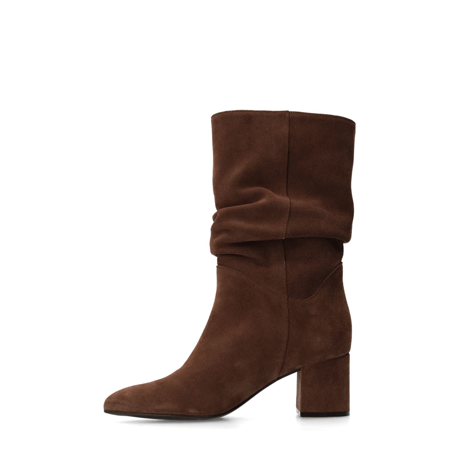 Braune Veloursleder-Stiefeletten mit Absatz