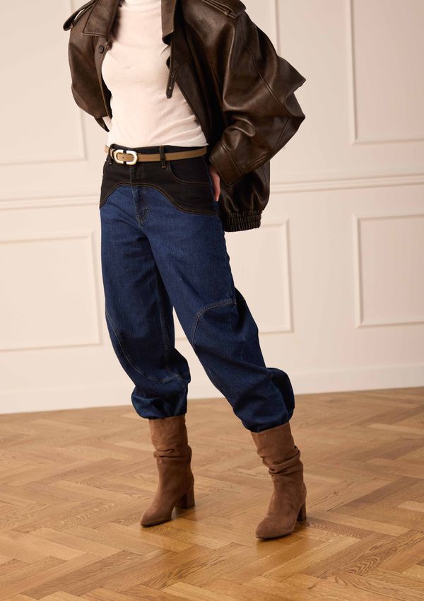 Braune Veloursleder-Stiefeletten mit Absatz