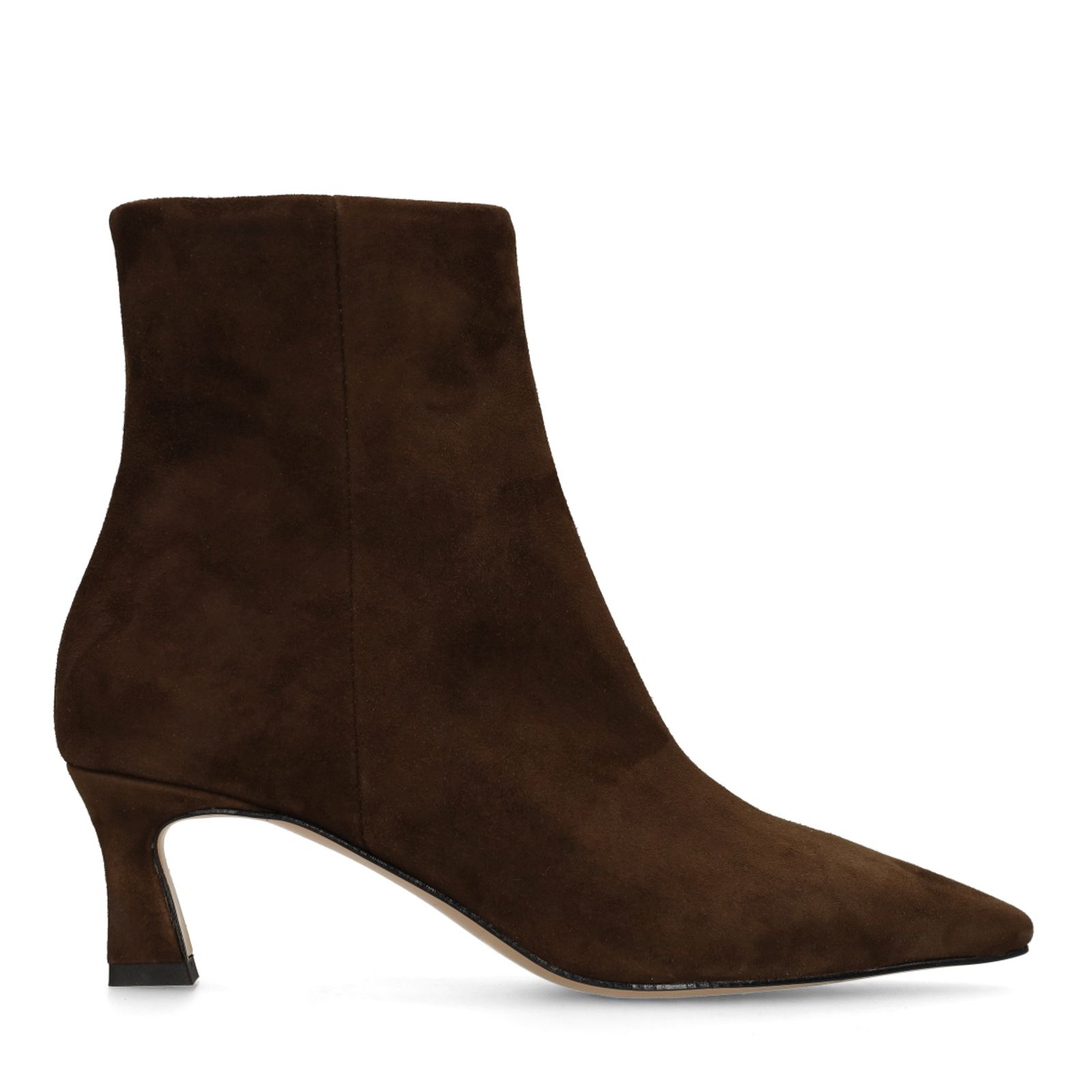 Braune Veloursleder-Stiefeletten mit Absatz