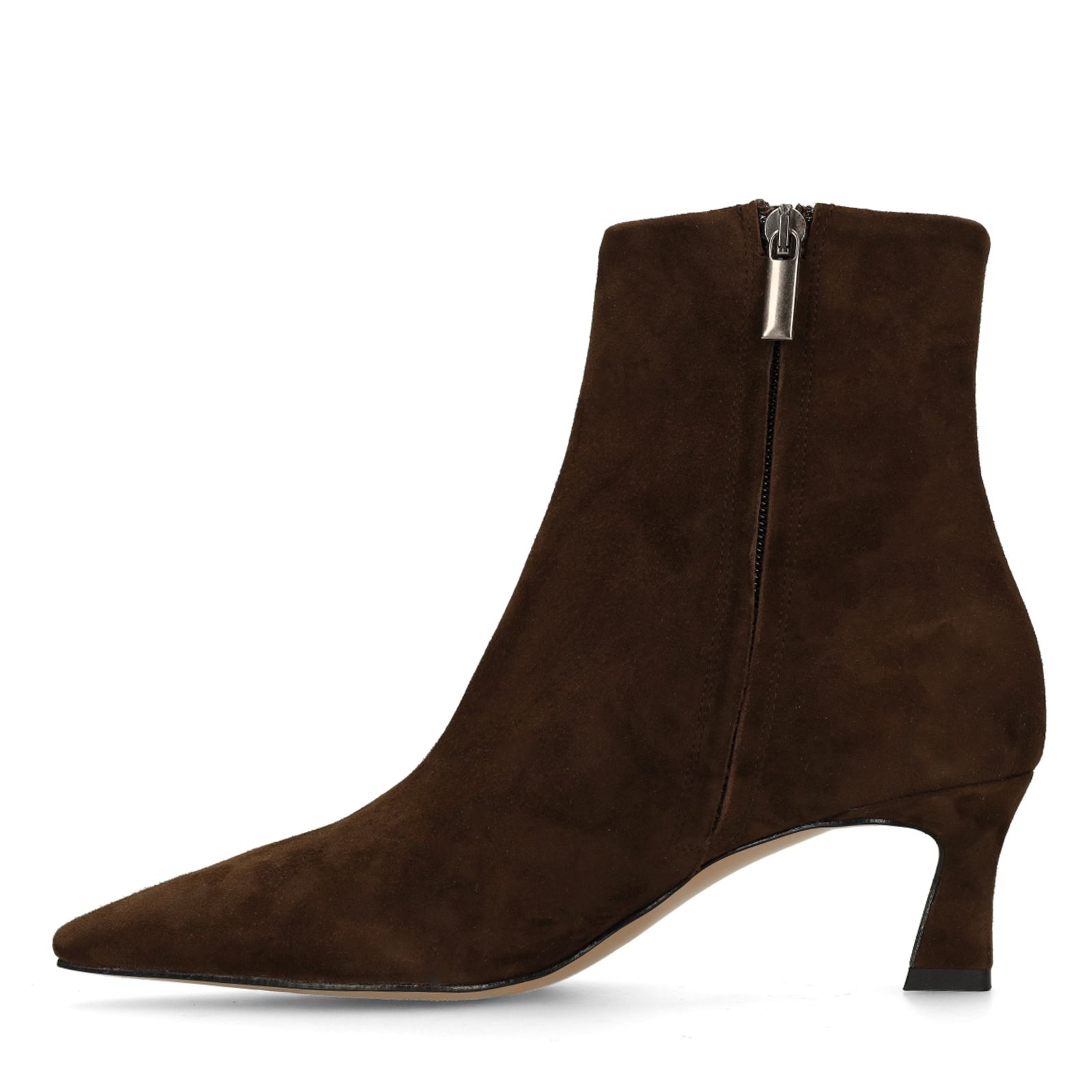 Braune Veloursleder-Stiefeletten mit Absatz