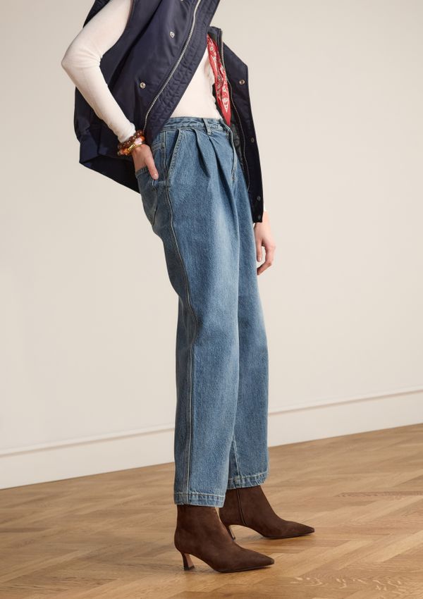 Bruine suède enkellaarsjes met hak