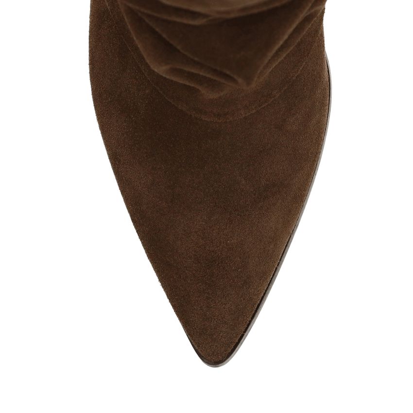 Bruine suède slouchy enkellaarsjes met hak