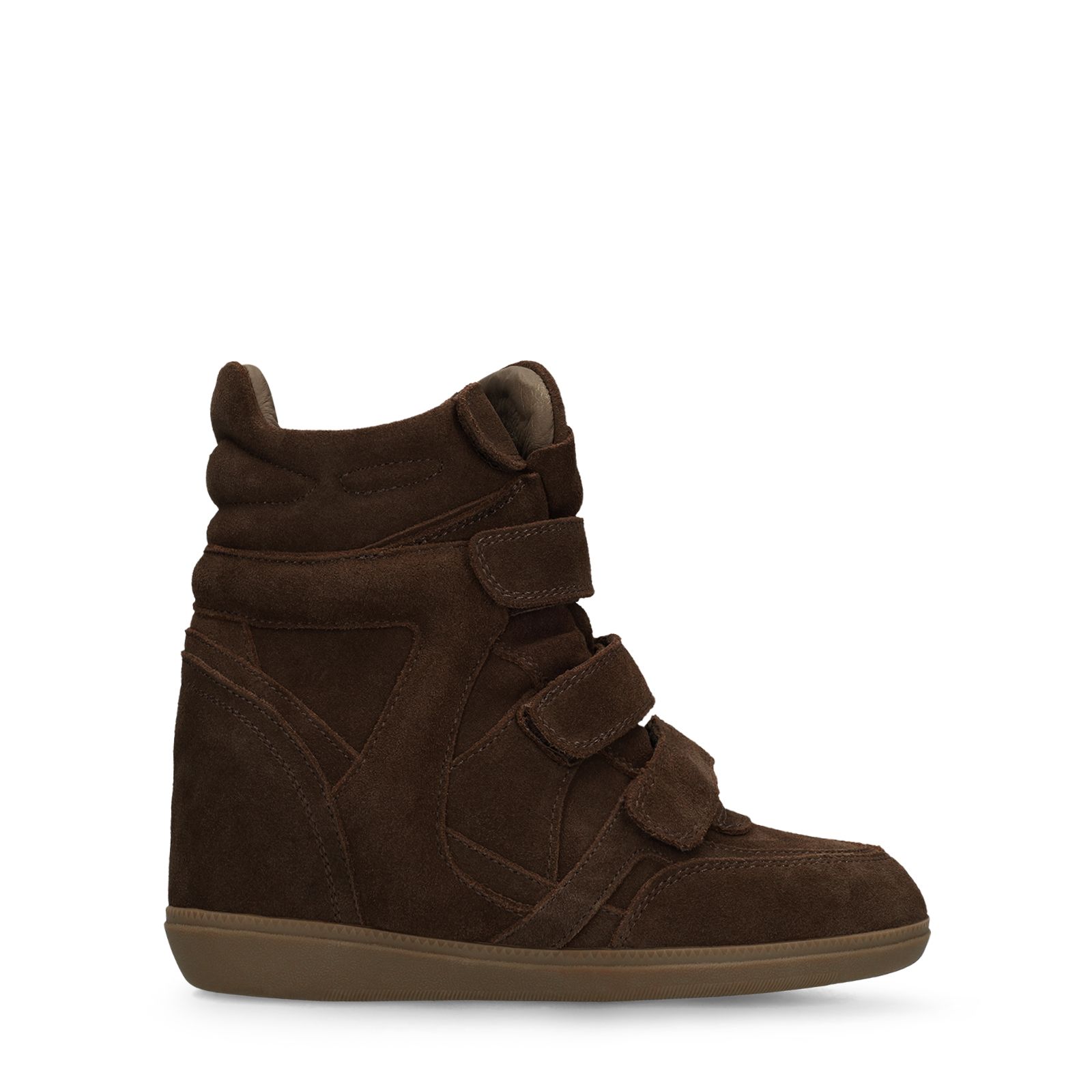 Donkerbruine suède sneakers met sleehak