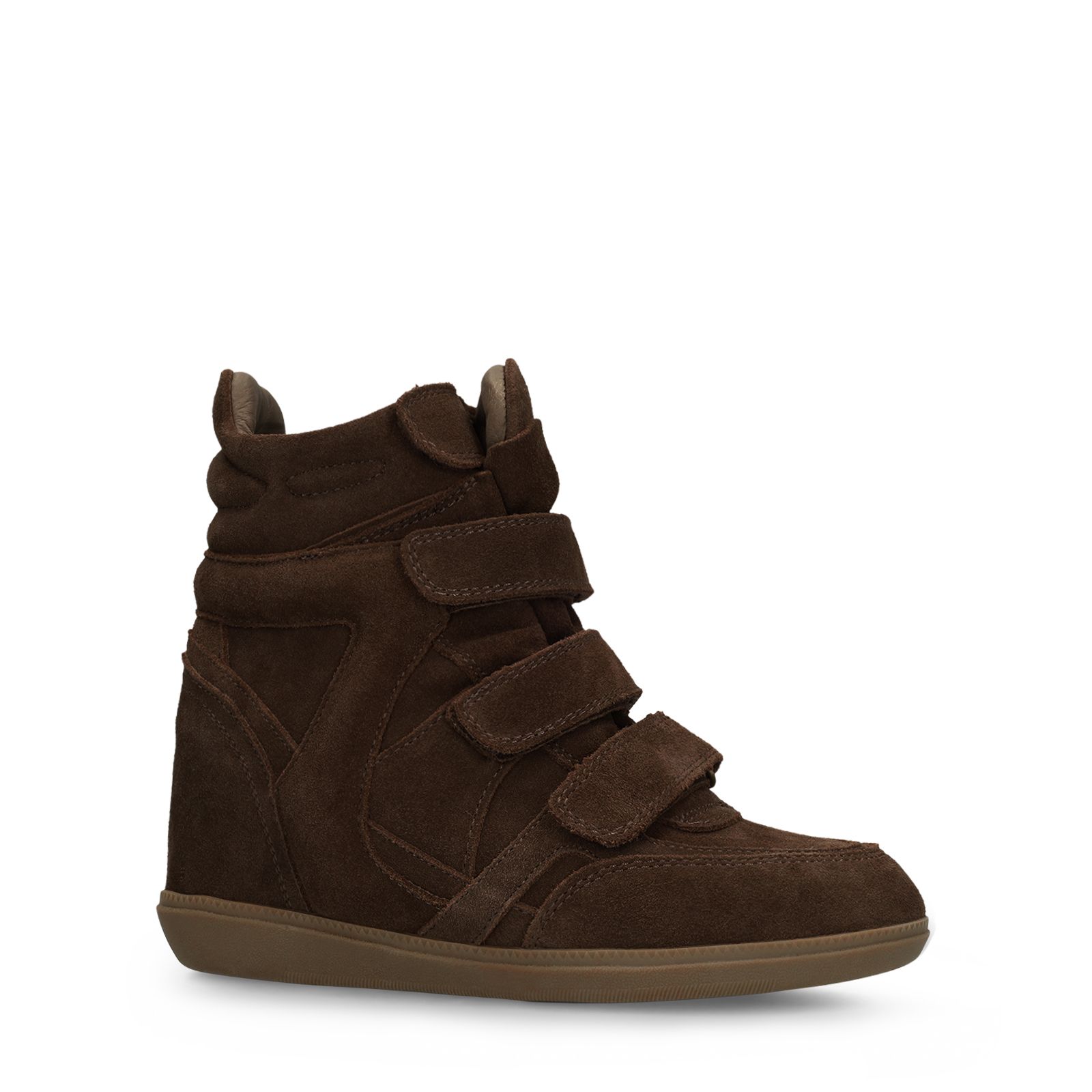 Donkerbruine suède sneakers met sleehak
