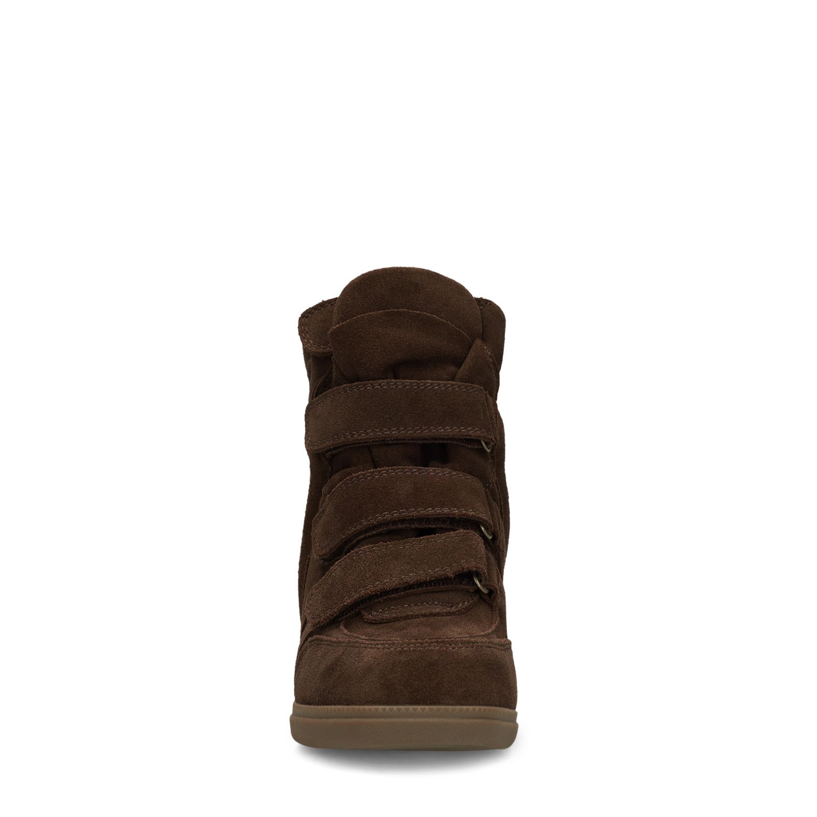 Donkerbruine suède sneakers met sleehak