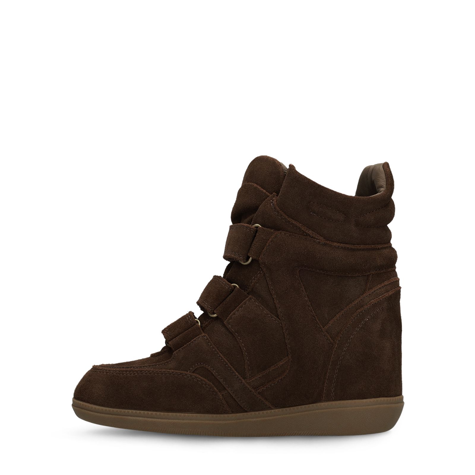 Donkerbruine suède sneakers met sleehak