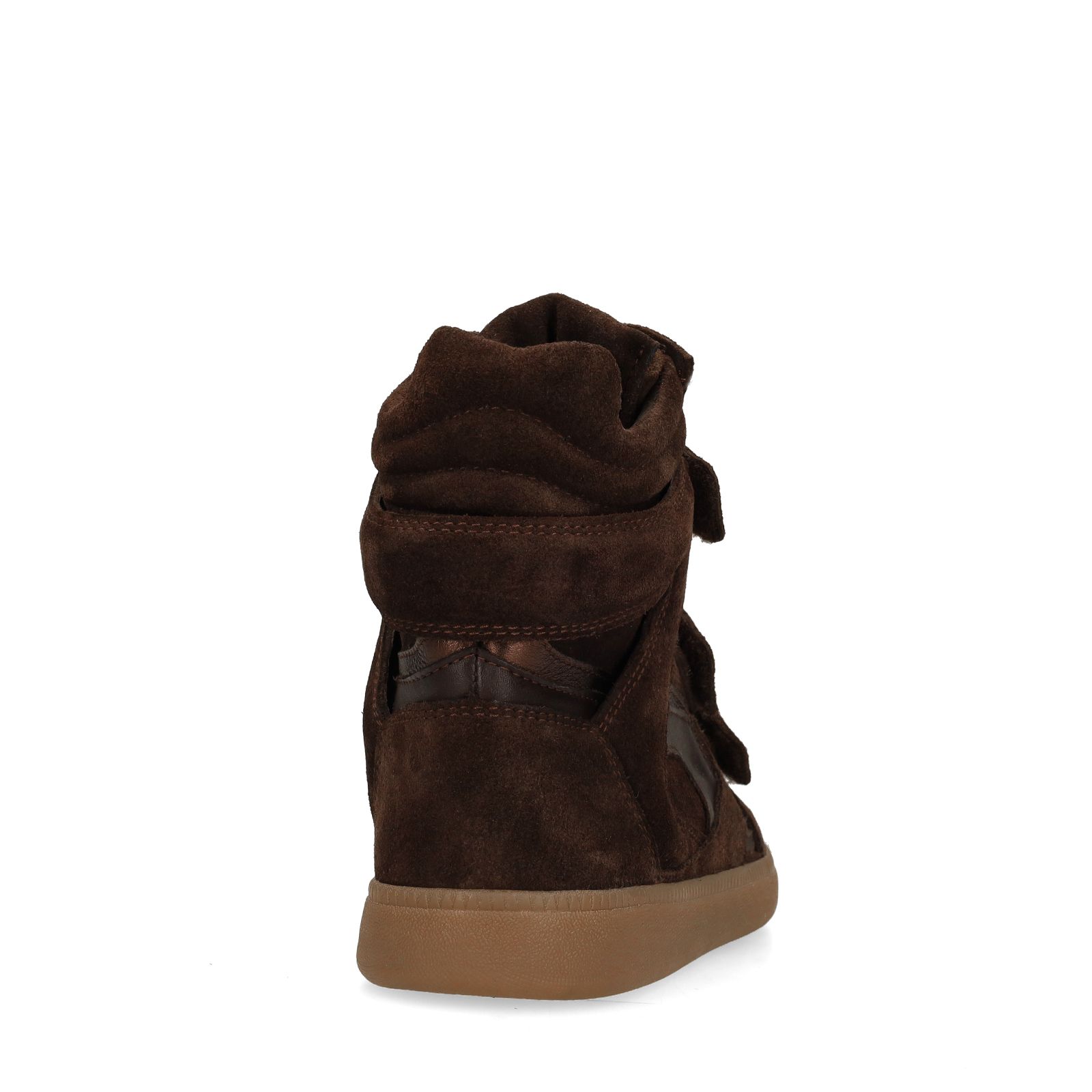 Taupe suède hoge sneakers met klittenband