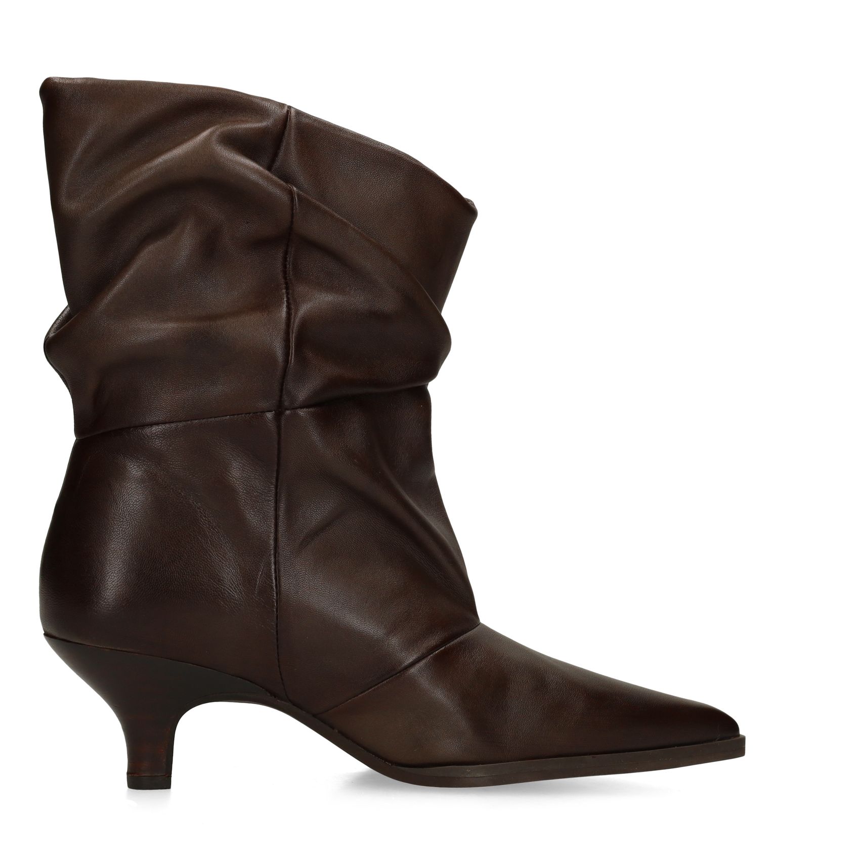 Donkerbruine leren slouchy enkellaarsjes
