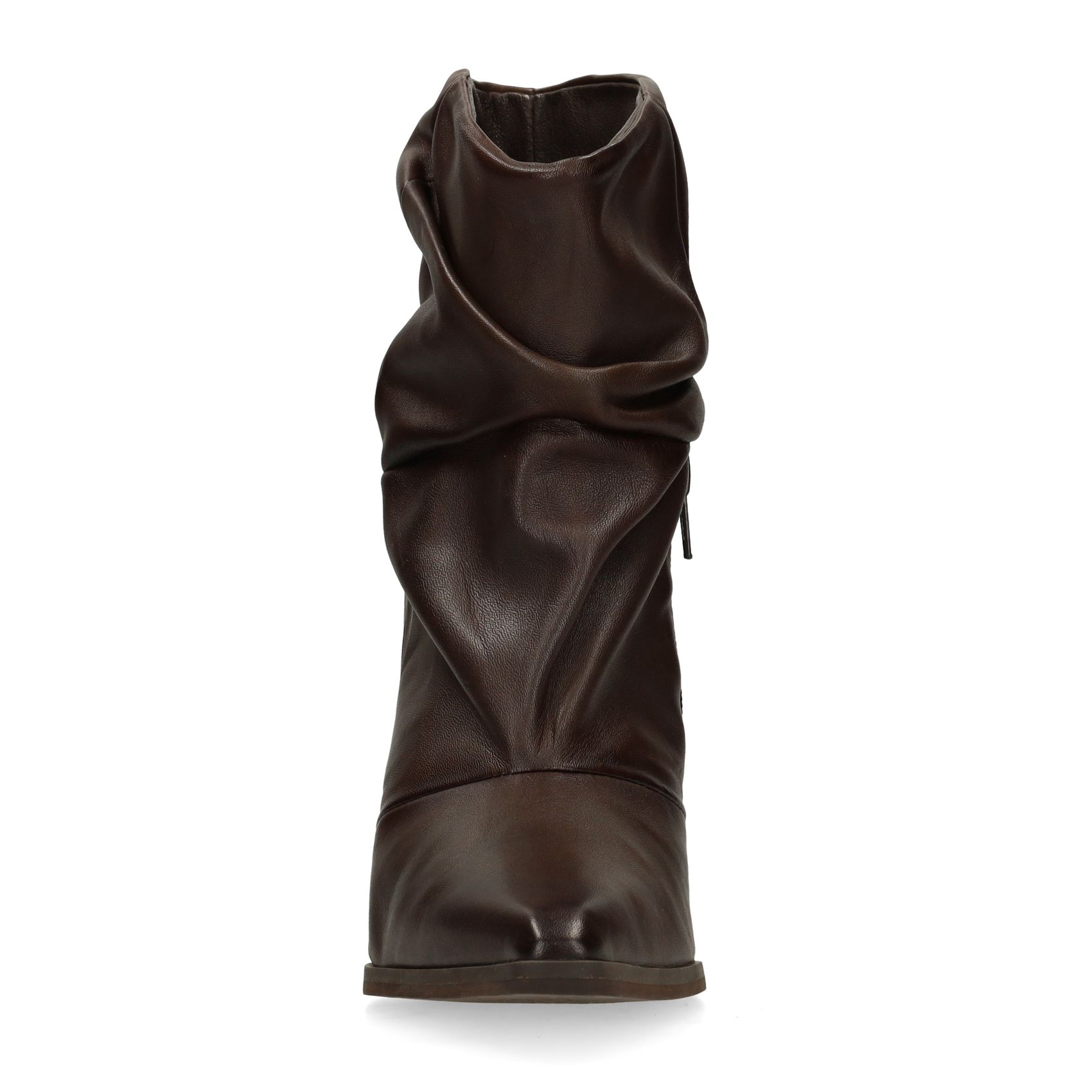 Donkerbruine leren slouchy enkellaarsjes