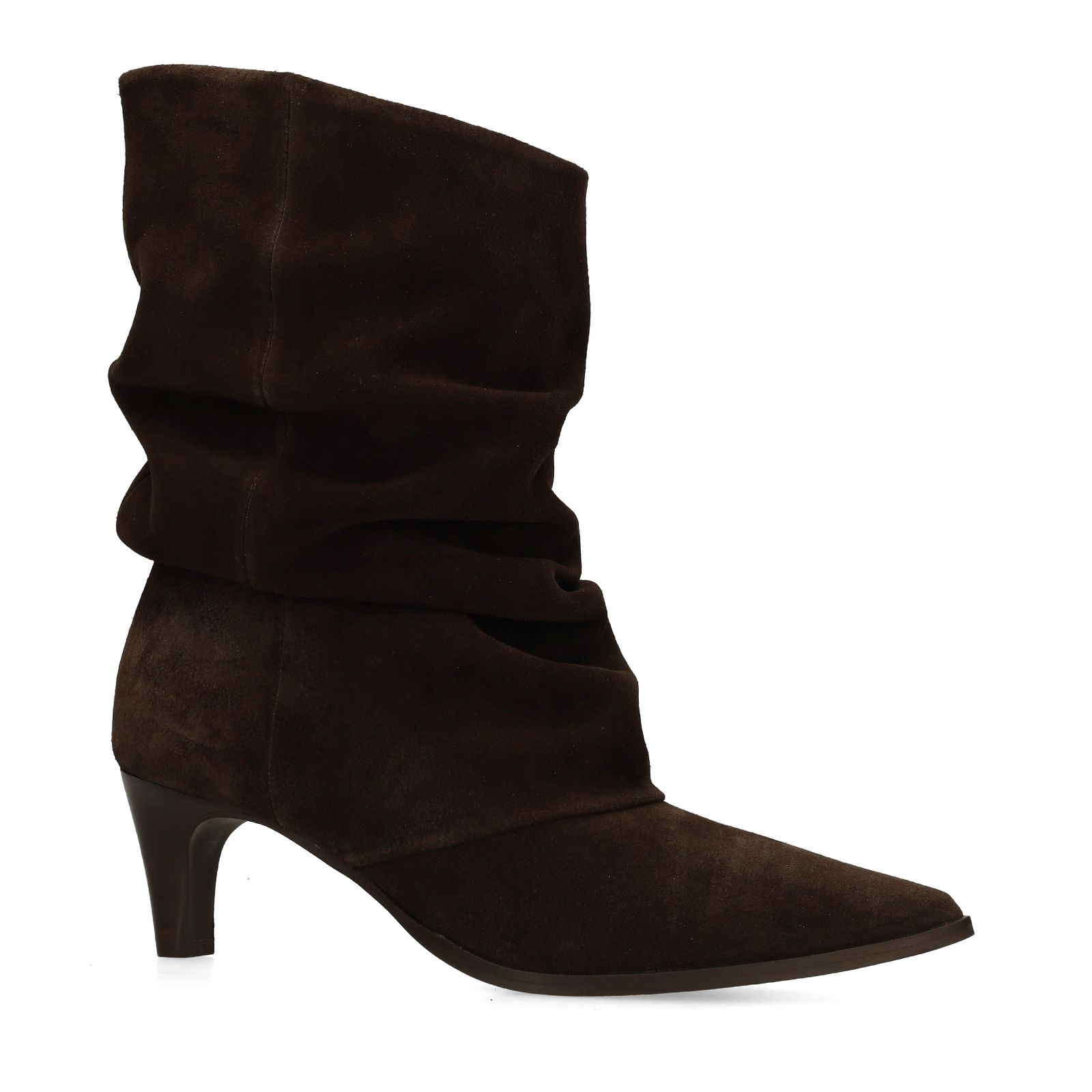 Dunkelbraune Slouchy Boots aus Veloursleder