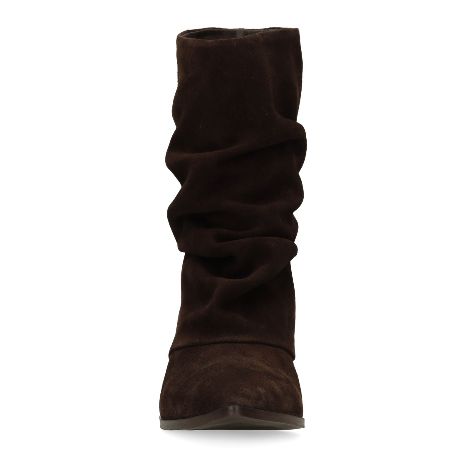 Dunkelbraune Slouchy Boots aus Veloursleder