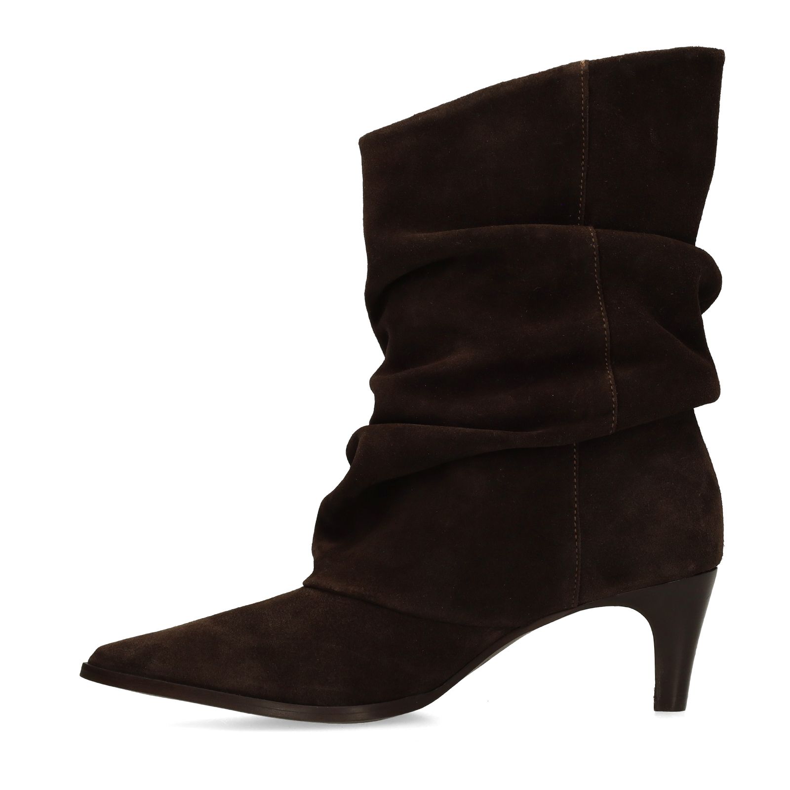 Dunkelbraune Slouchy Boots aus Veloursleder