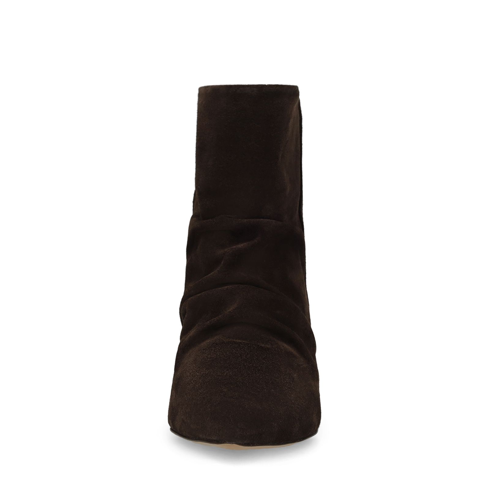 Dunkelbraune Veloursleder-Stiefeletten mit Absatz