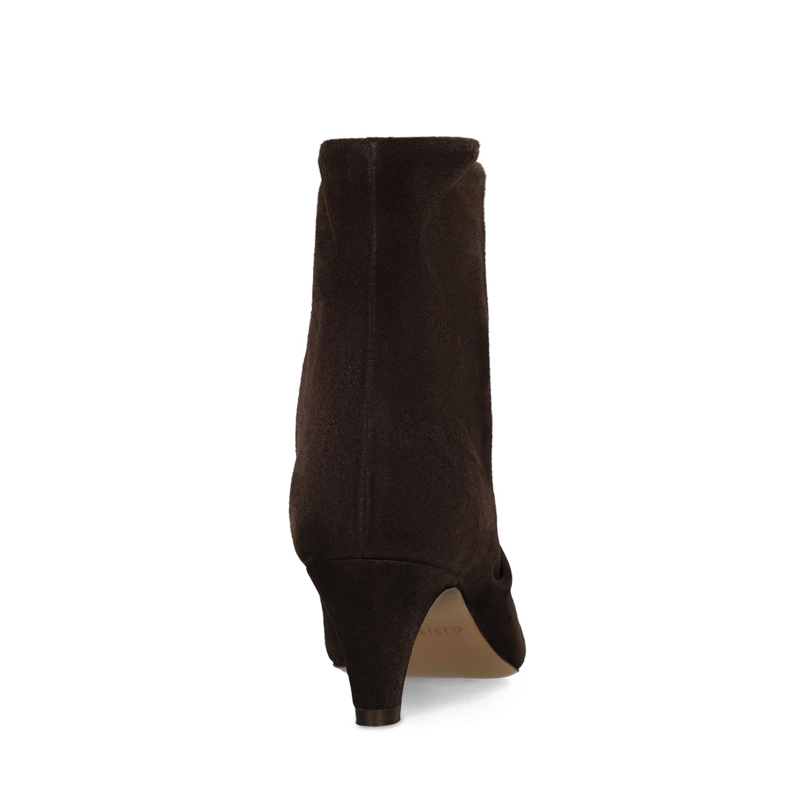 Dunkelbraune Veloursleder-Stiefeletten mit Absatz
