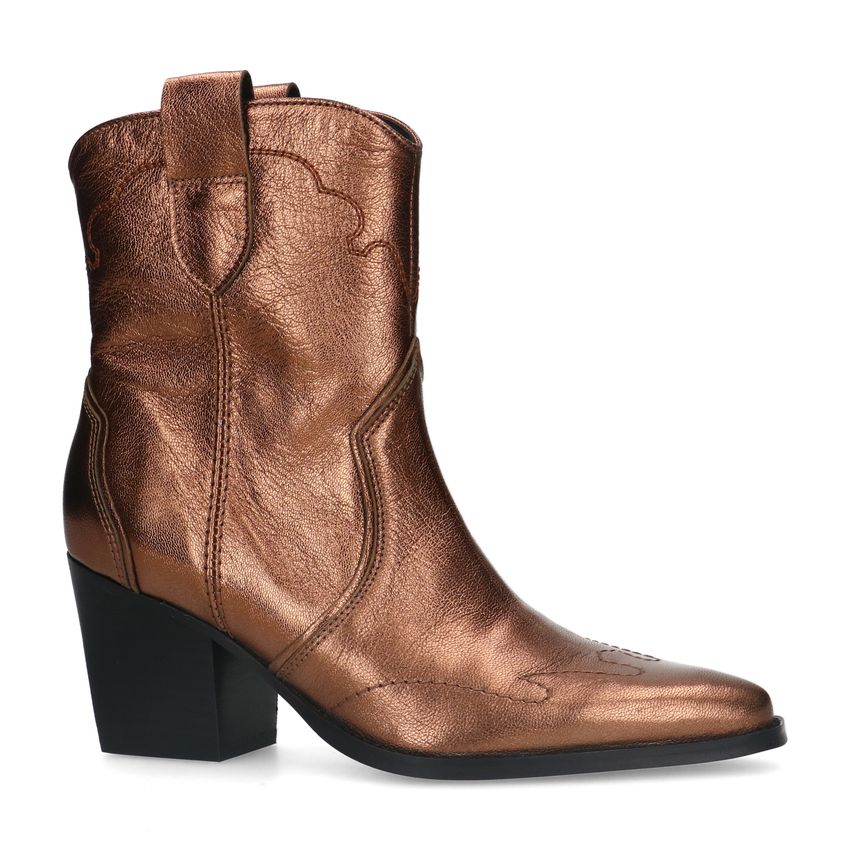 Bronskleurige metallic leren cowboy laarzen