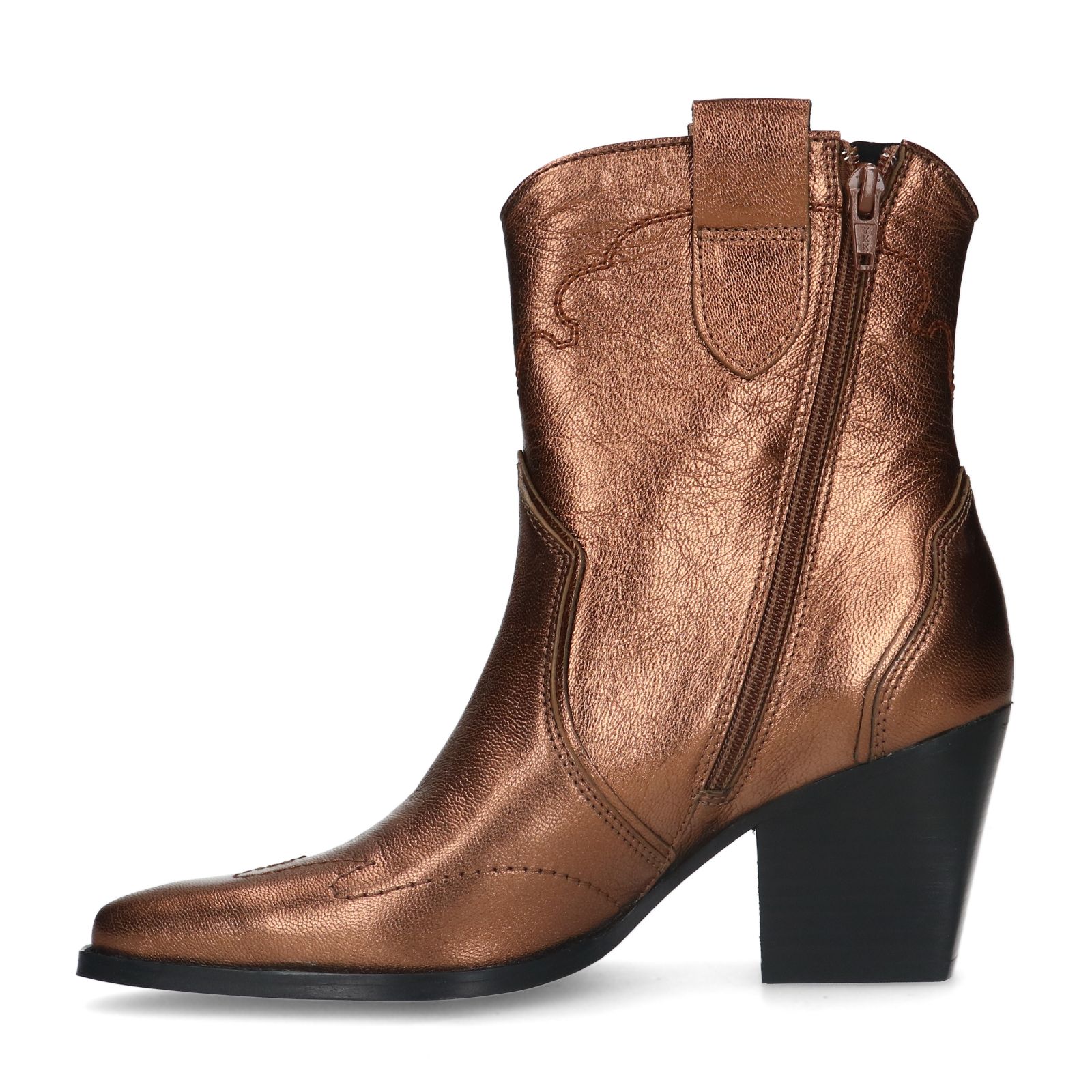 Bronskleurige metallic leren cowboy laarzen
