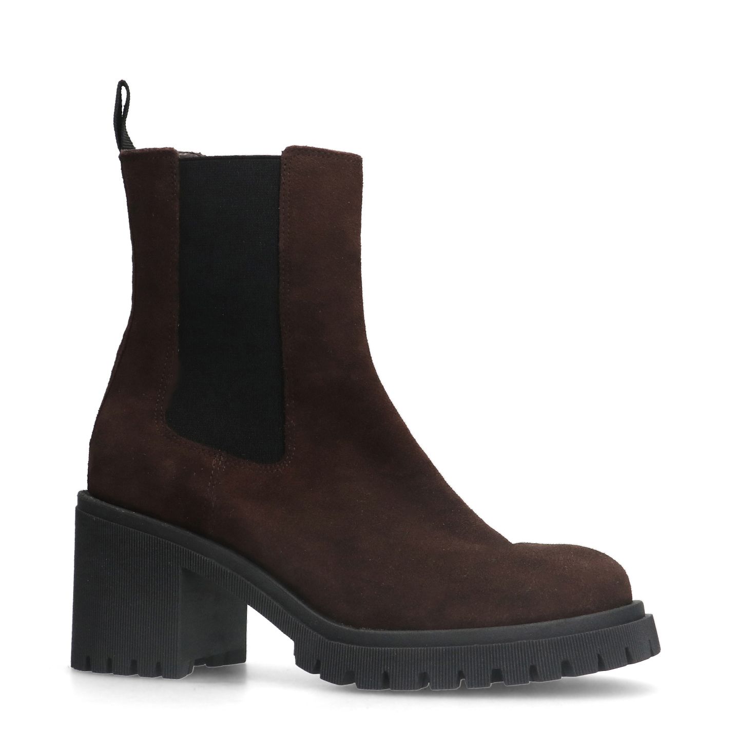Bruine suède chelsea boots met hak