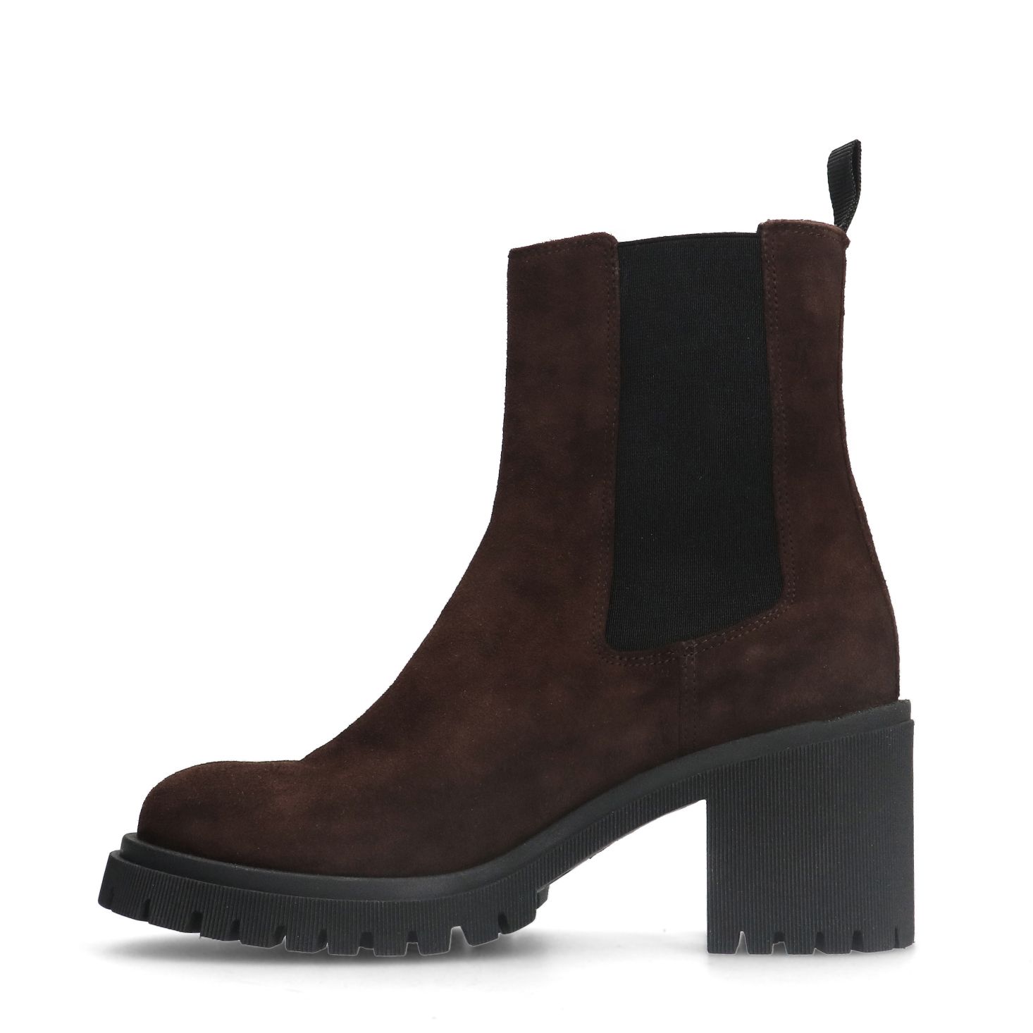 Bruine suède chelsea boots met hak