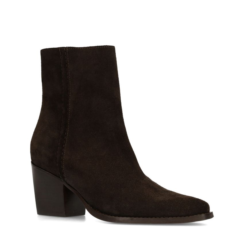 Braune Veloursleder-Stiefeletten mit Absatz