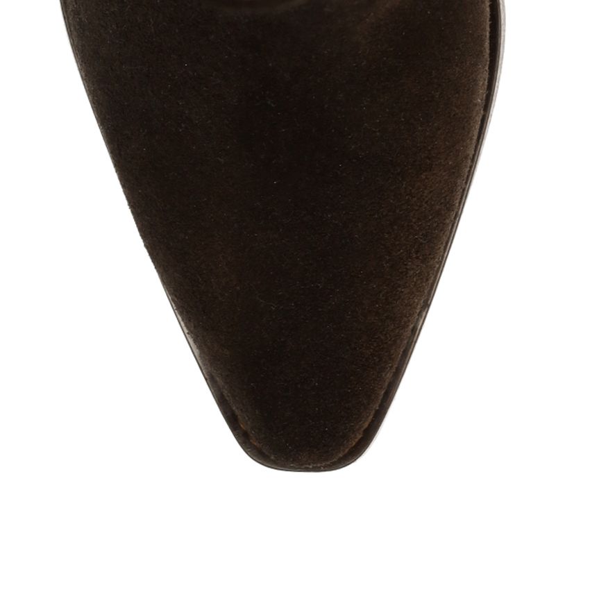 Braune Veloursleder-Stiefeletten mit Absatz
