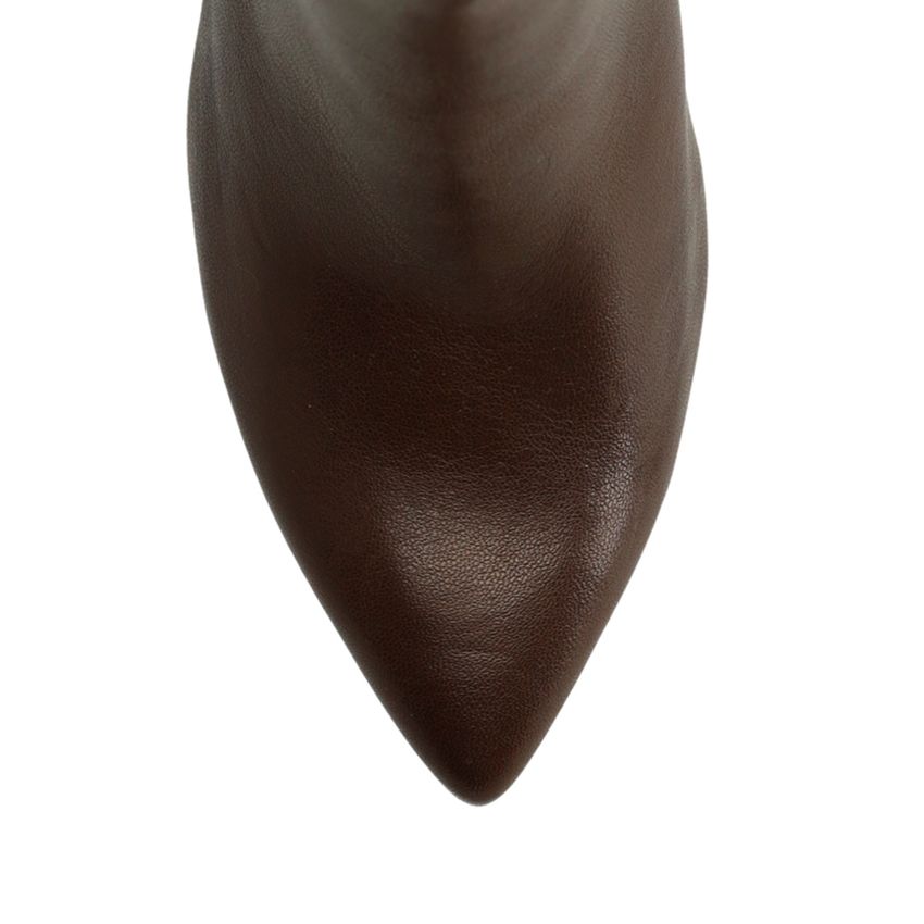 Braune Lederstiefeletten mit Absatz