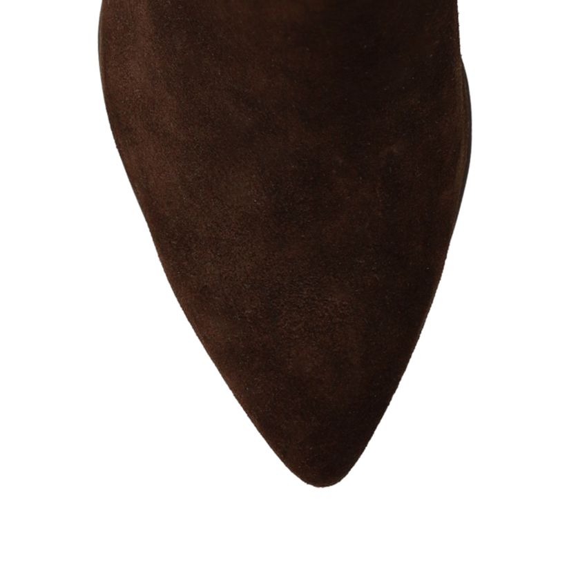 Braune Veloursleder-Stiefeletten mit Absatz