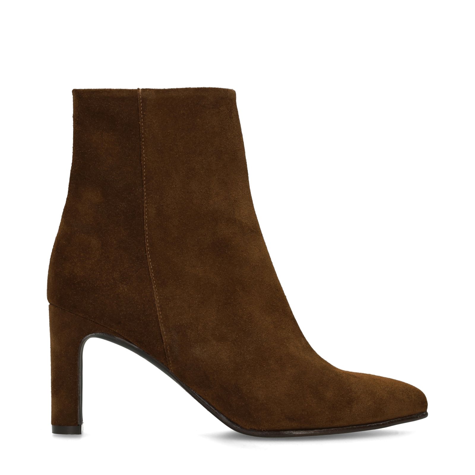 Braune Veloursleder-Stiefeletten mit Absatz