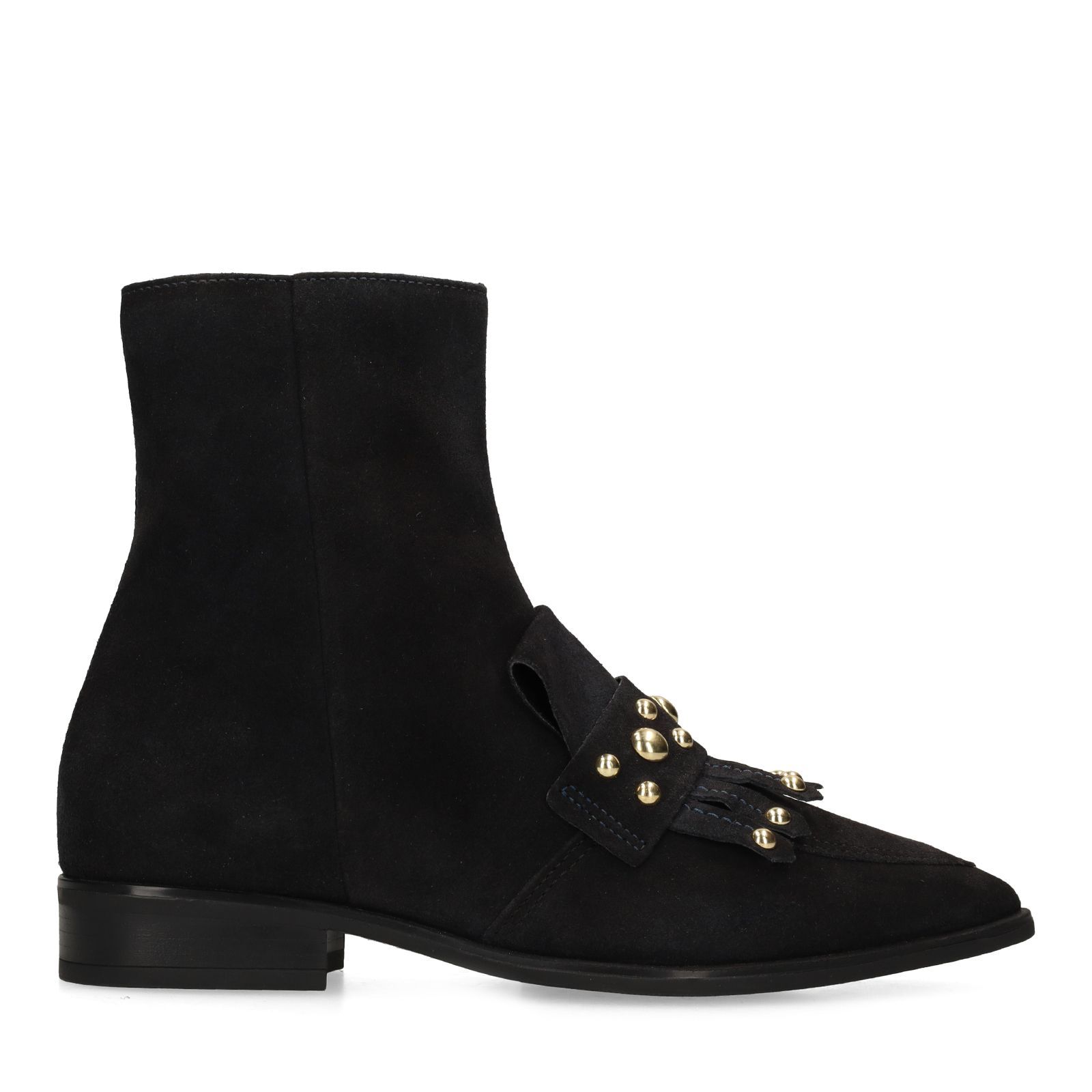 Blaue Lederstiefeletten mit Nieten