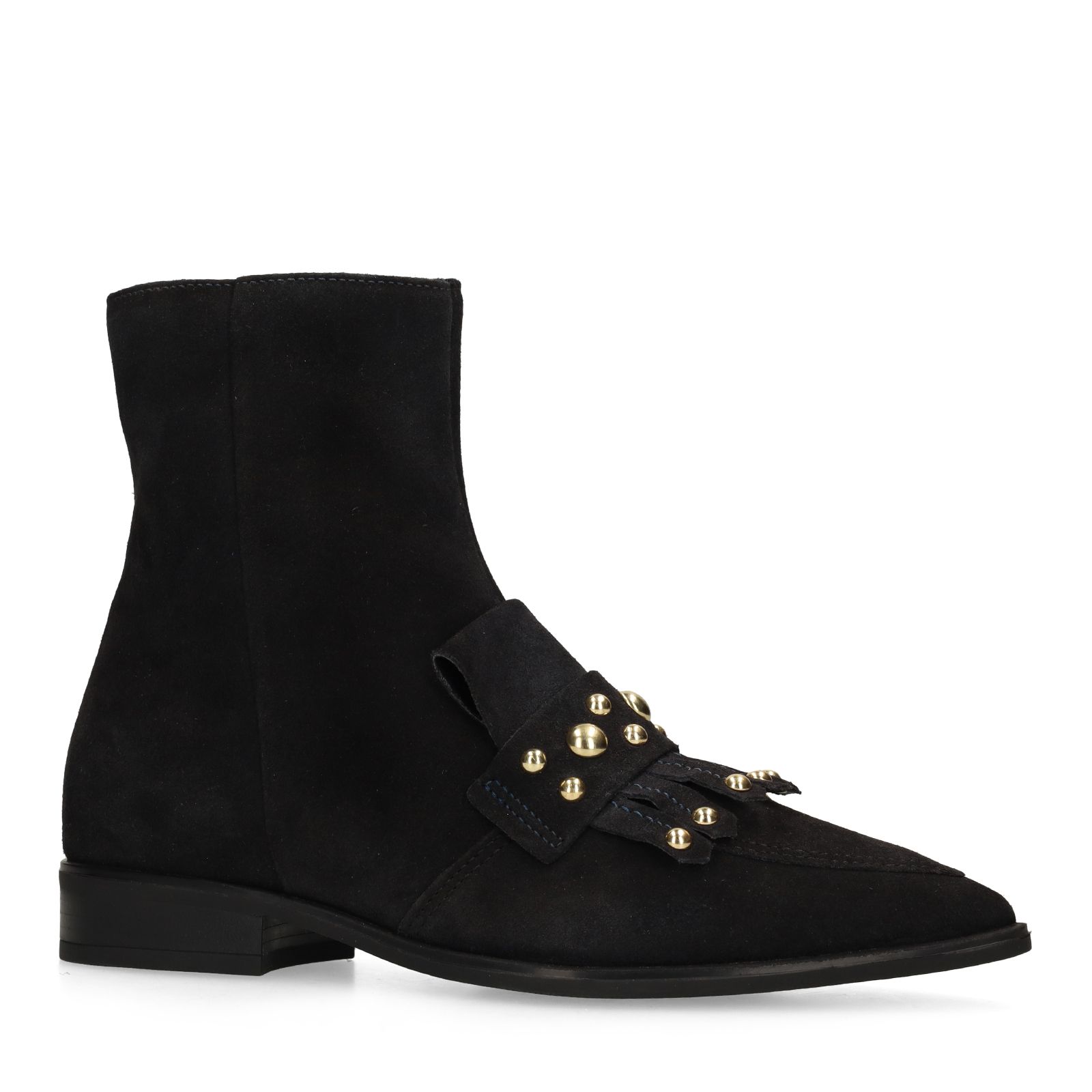 Blaue Lederstiefeletten mit Nieten