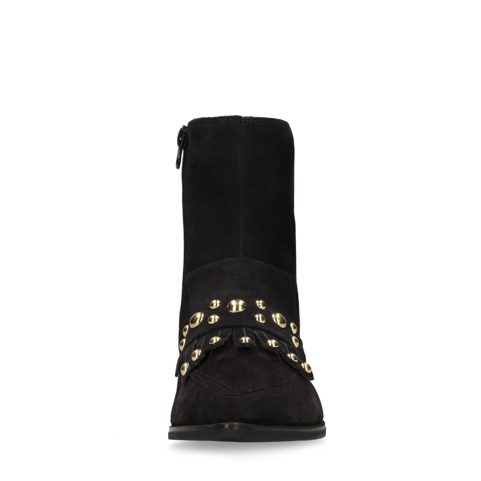 Blauwe leren enkellaarsjes met studs